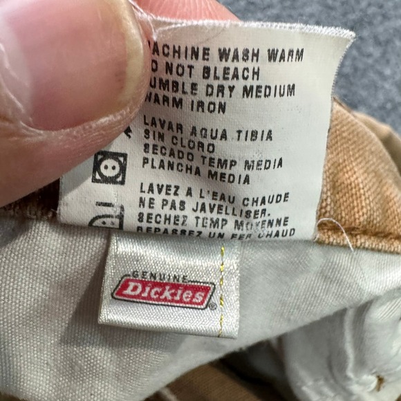 Dickies Work Pants Men's Size 34x30 Khaki Canvas Straight Leg Utility Pockets - Picture 4 of 14